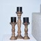 Bbh Homes Traditional Medium Burnt Mango Wood Candle Holder Set Of 3 Eco-Friendly